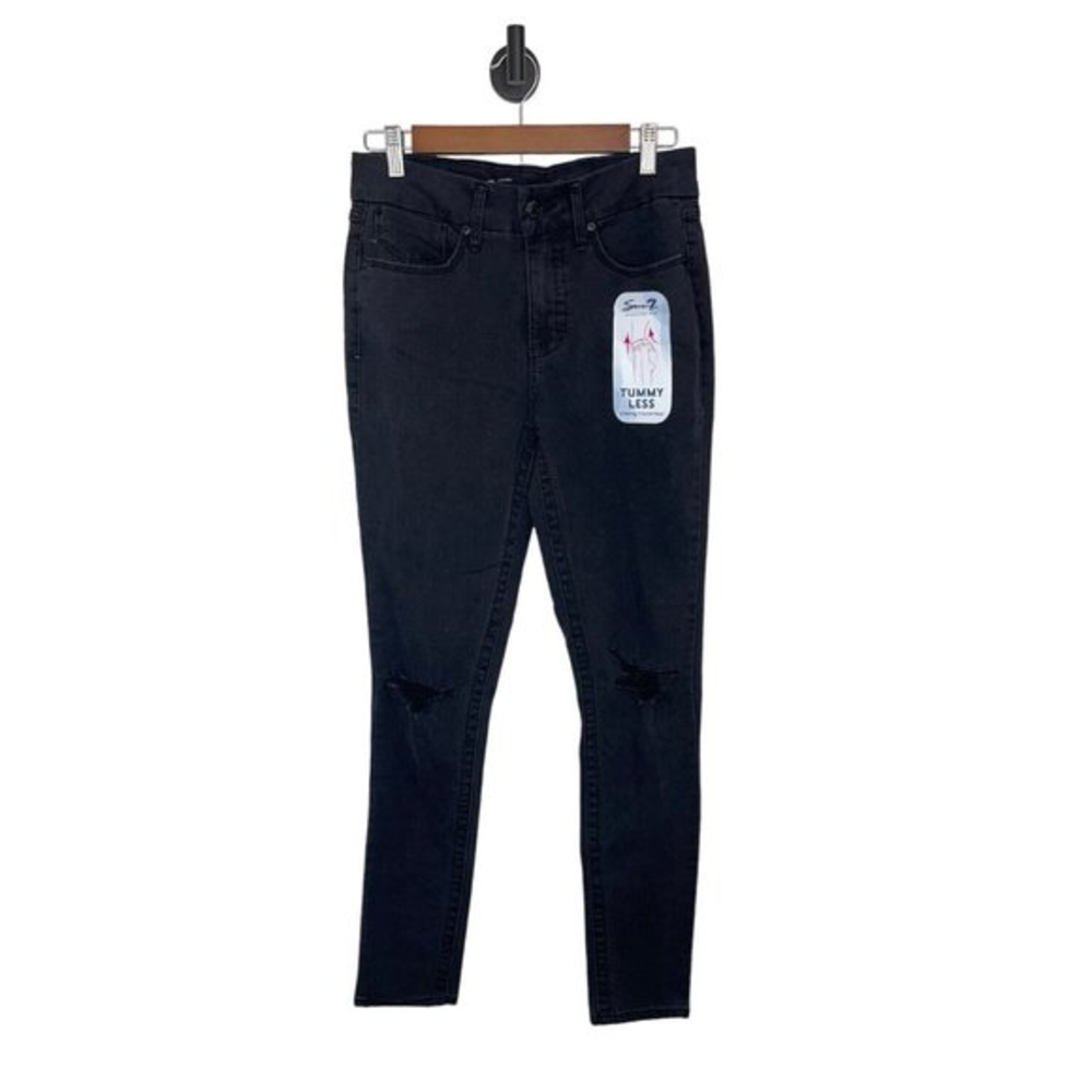 Seven7‎ Women's Black Tummy Less High Rise Skinny Jeans Slimming Control Size 6